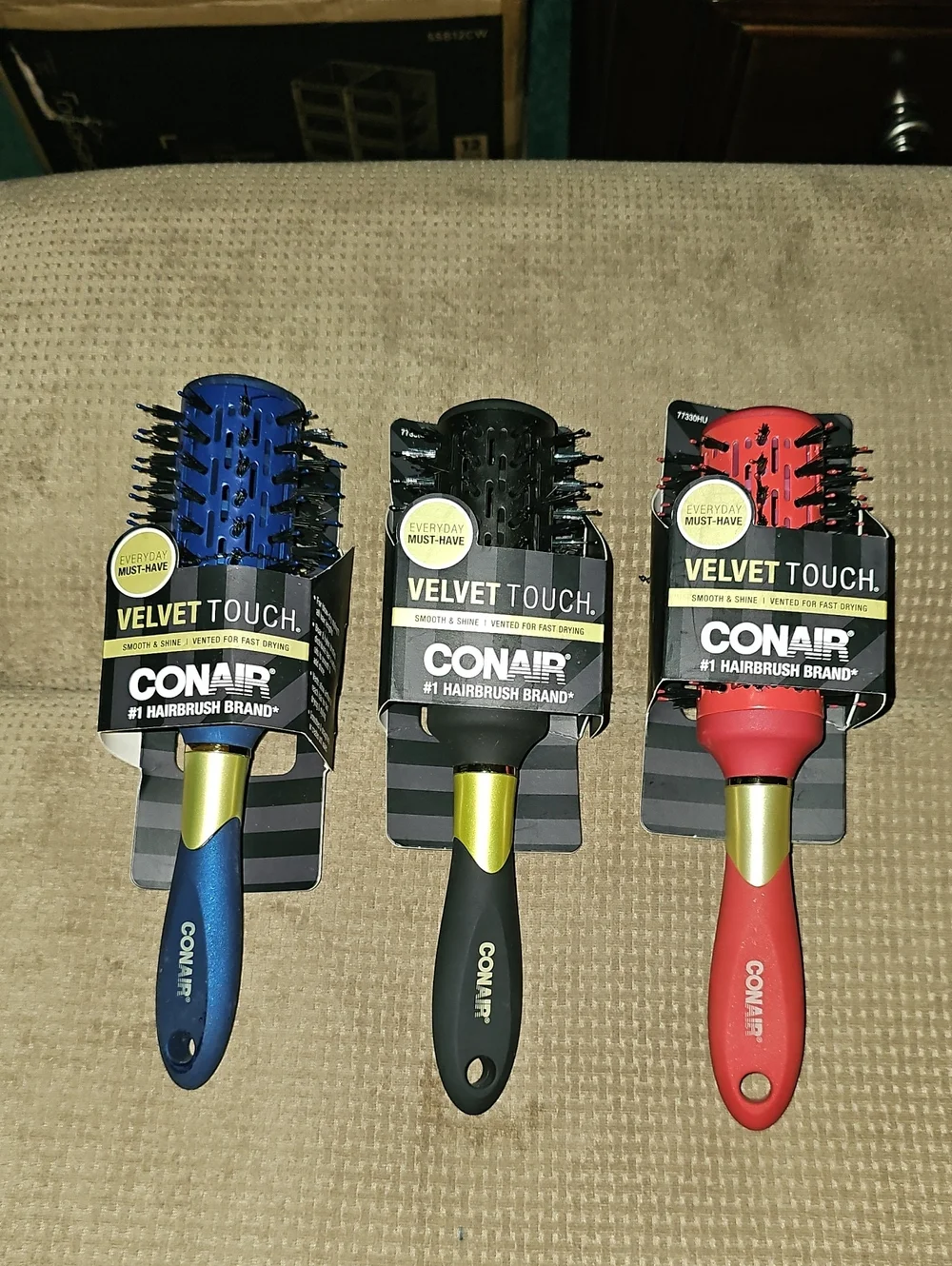 Conair Bundle Of Velvet Touch Hairbrushes (3). New In Packaging.